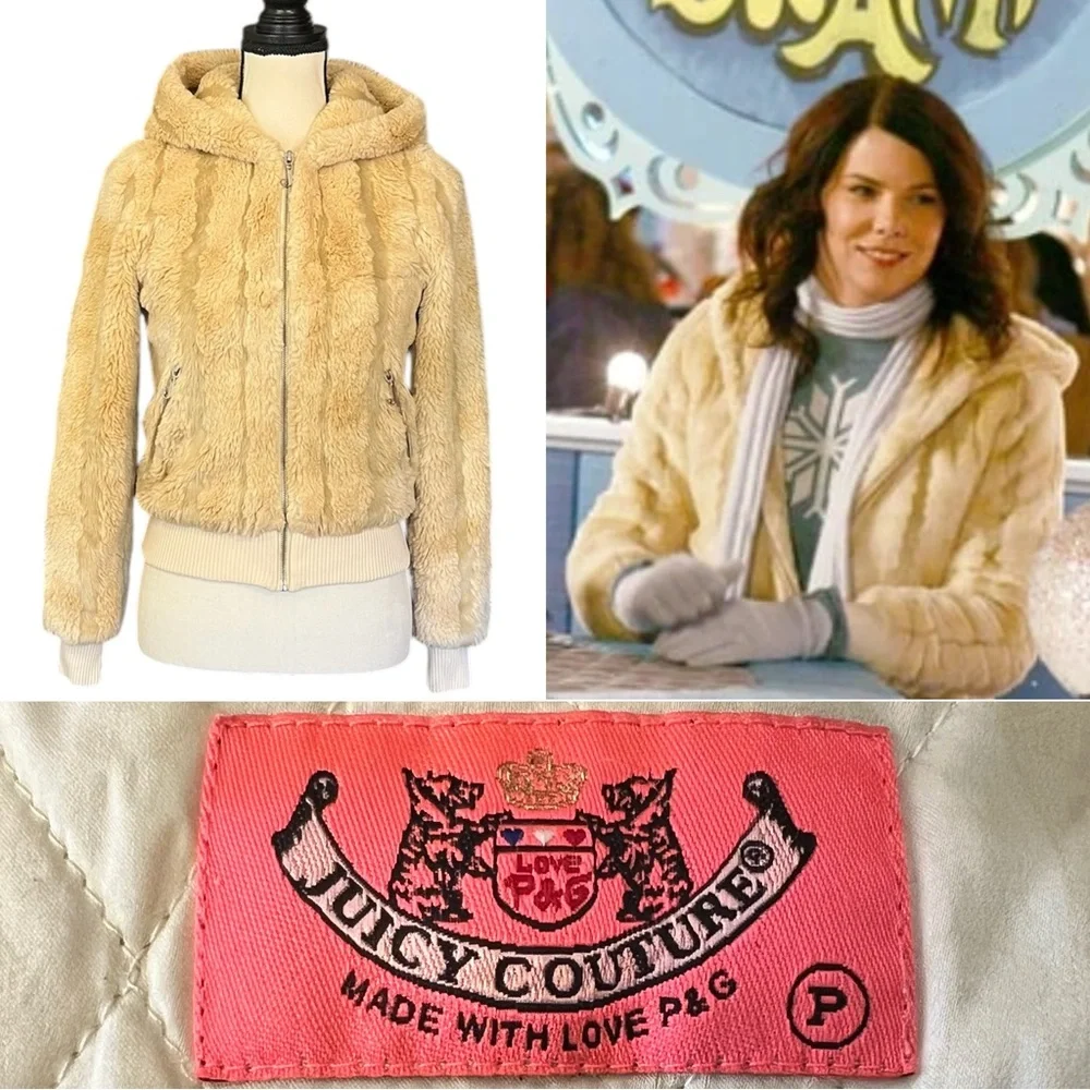 Vintage Juicy Couture Faux Fur Hoodie Coat ASO Lorelai Gilmore Girls - Picture 2 of 14